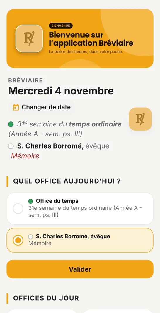 Choix entre l’office du temps et celui du saint